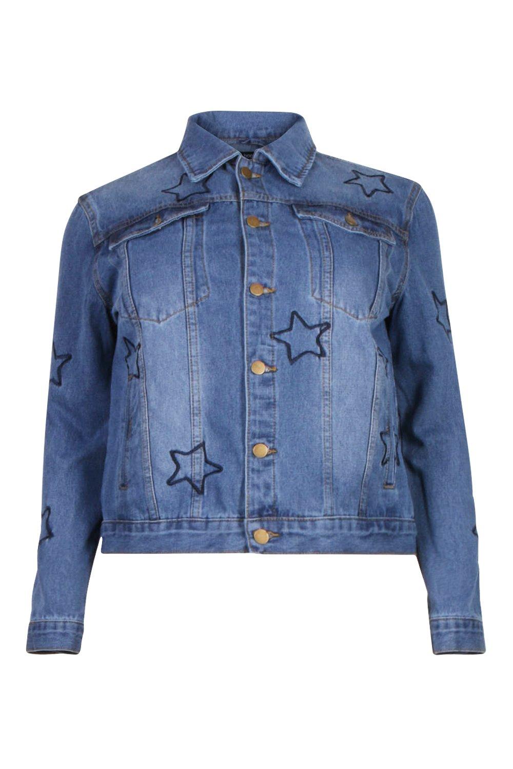 Star embroidered denim on sale jacket